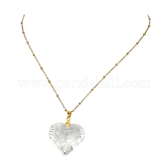 Valentinstags-Halskette mit facettiertem Herzanhänger aus Klarglas und Satellitenkette aus Edelstahl 304 für Damen&nbsp;NJEW-JN06074-01