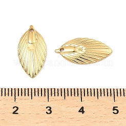 304ステンレスペンダント  リーフチャーム  18KGP本金メッキ  17.5x8.5x1.5mm  穴：1mm&nbsp;STAS-A089-15G