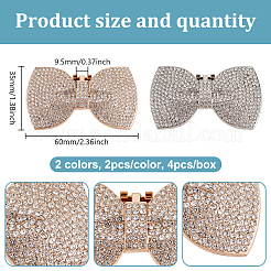 4 шт. 2-цветный бант из сплава со стразами для украшения обуви FIND-GO0002-33