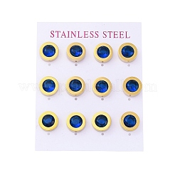 Плоские круглые серьги-гвоздики из нержавеющей стали 304&nbsp;EJEW-C099-23G-01