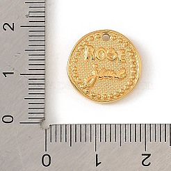 304ステンレススチールチャーム  フラワーラウンドフラワーチャーム  ゴールドカラー  15x3mm  穴：1.4mm&nbsp;STAS-Z205-01G-04