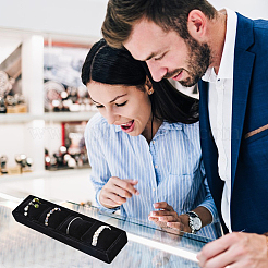 Бархатная витрина для часов с прямоугольной 4 сеткой AJEW-WH0166-11A