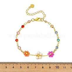 Armbänder aus natürlichen Süßwasserzuchtperlen und Messing- und Glasgliedern für Damen&nbsp;BJEW-JB14110