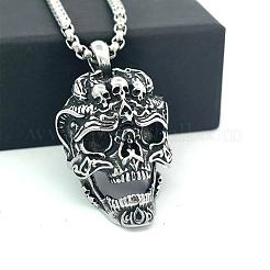 Punk-Retro-Halsketten mit Totenkopfanhänger aus Edelstahl 304 für Herren&nbsp;LS-CH2571