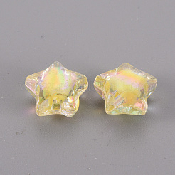 透明なアクリルビーズ  二層ビーズ  ABカラー  多面カット  スター  ミックスカラー  14x15x8.5mm  穴：2mm&nbsp;X-TACR-S152-02D