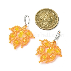 Серьги-подвески из стеклянных бусин ручной работы EJEW-MZ00367