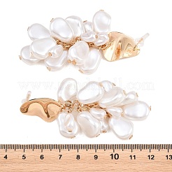 Orecchini a perno con nappine in lega con perle di plastica&nbsp;EJEW-Z172-06G-02