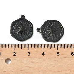 イオンプレーティング（IP）304ステンレスペンダント  スターとフラットラウンド  ブラック  20x16x3mm  穴：2mm&nbsp;STAS-G242-19B