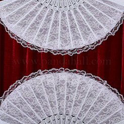 Faltfächer aus Kunststoff und Spitze&nbsp;AJEW-WH0709-241A