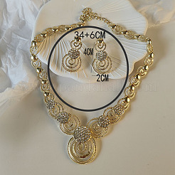 Комплекты из ожерелий и серег-гвоздиков из сплава Vortex с подвесками из кристаллов и страз&nbsp;FS-WG07C5B-01