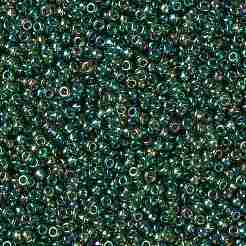 MIYUKIラウンドロカイユビーズ  日本製シードビーズ  8/0  （rr288)透明オリーブグリーンab  3mm  穴：1mm  約422~455個/10g&nbsp;X-SEED-G008-RR0288