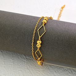 Винтажные пляжные двухслойные браслеты на ногу из латунной цепочки с ромбами для женщин&nbsp;JU2009