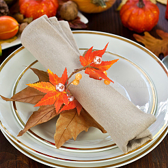 8 шт. кольца для салфеток из ткани с кленовым листом AJEW-GF0005-14