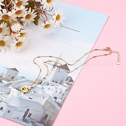 Colliers avec pendentif en forme de cœur et de patte de chien en acier inoxydable 304&nbsp;X-NJEW-JN03351-05