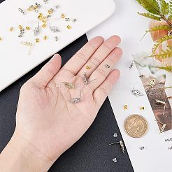 6 Paar 2 Farben Messing Micro Pave Zirkonia Ohrstecker Beschläge mit Schlaufen&nbsp;KK-NB0002-51