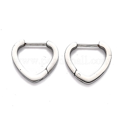 変色しにくい304ステンレススチールのハートハギーフープピアス  ハート  ステンレス鋼色  15x16.5x3mm  ピン：1mm&nbsp;STAS-J033-15P