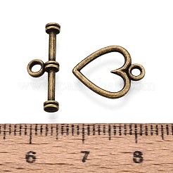 チベット風合金マンテル  カドミウムフリー＆鉛フリー  ハート  アンティークブロンズ  ハート：14x12mm  穴：1.5mm  バー：19mm  穴：1.5mm  約1250 / 1000 Gにセッティング&nbsp;TIBEB-S039-037AB-RS