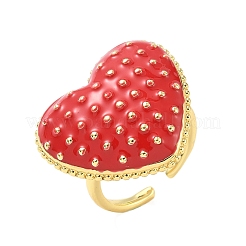 Сердечки из латуни с эмалью манжеты для женщин RJEW-A069-10G