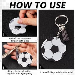 スポーツボールのアクリルペンダントキーホルダー作りキット  鉄製のスプリットキーリングとフェイクスエードのタッセル付き  サッカー  8~50x0.9~10mm  穴：1.8~6.2mm.&nbsp;DIY-SP0001-44D