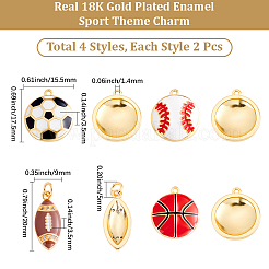8 pz 4 stili pendenti in ottone smaltato&nbsp;KK-BBC0027-49