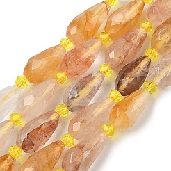 Натуральный желтый гематоидный кварц/золотые целебные кварцевые бусины нити&nbsp;G-G453-F06-8x16mm