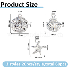 60шт 3 стиля подвески из сплава в тибетском стиле&nbsp;FIND-FH0001-28