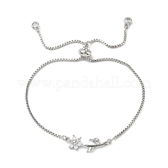 Verstellbare Messing-Mikropflaster-Armbänder mit klaren Zirkonia-Boxketten&nbsp;BJEW-C156-09P-03