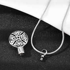 304 нержавеющая сталь черная эмаль плоская круглая подвеска урна для праха домашних животных ожерелья&nbsp;NJEW-S455-09P