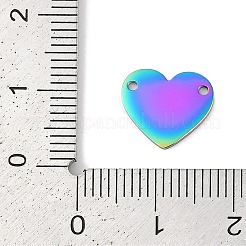 イオンプレーティング（IP）304ステンレス鋼スタンピングブランクタグペンダント  鏡面研磨仕上げ  ハートチャーム  虹色  10.5x12x1mm  穴：1.2mm&nbsp;STAS-I311-17B-RC