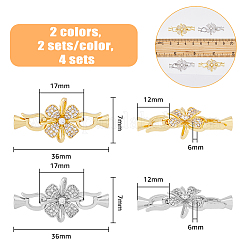4 комплект 2 цвета стойка покрытие цветок латунь паве прозрачный кубический цирконий складные застежки&nbsp;KK-FH0006-91