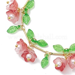 Bracelets à breloques en verre et acrylique à fleurs&nbsp;BJEW-JB10443-03