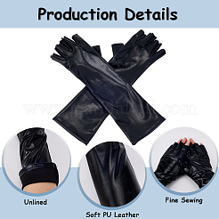 Halbfingerhandschuhe aus glänzendem Lackleder&nbsp;AJEW-WH20080-06B