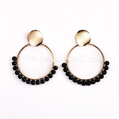 Colgante los pendientes naturales de obsidiana&nbsp;EJEW-JE03327-02