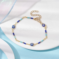 Браслет-цепочка из латуни с конским глазом BJEW-JB09753