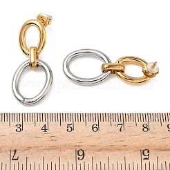 Двухцветные овальные серьги-гвоздики из нержавеющей стали 304&nbsp;EJEW-K268-66GP