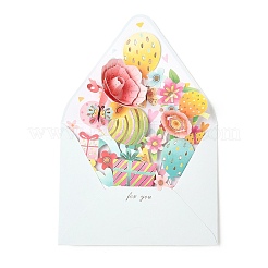 Pop-up-Grußkarten aus Papier mit 3D-Blumenmotiv&nbsp;AJEW-L102-01D