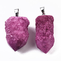 Грубая необработанная гальваника подвески из натурального друзы из агата&nbsp;G-S359-274D
