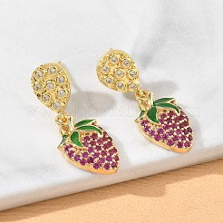 Boucles d'oreilles pendantes en laiton avec micro pavé de zircons cubiques pour femmes&nbsp;EJEW-A167-03B-G