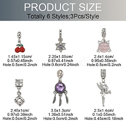 18 шт. 6 стиля эмалированный сплав с кристаллами и стразами европейские подвески-шармы FIND-YW0006-85