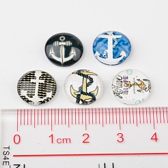 Шлем и якорные напечатаны стеклянные кабошоны&nbsp;X-GGLA-A002-12mm-WW
