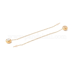 クリスタルラインストーンハーフラウンドダングルスタッドピアス  女性用304ステンレススチール耳糸  ゴールドカラー  100mm  ピン：1mm&nbsp;EJEW-A067-15G