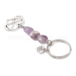 Брелки в форме сердца из натуральных смешанных драгоценных камней&nbsp;KEYC-JKC01455