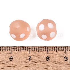 つや消し手作りランプワークビーズ  丸いドット  ダークサーモン  11.5~12mm  穴：0.9~1.6mm&nbsp;LAMP-Q039-10D
