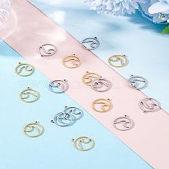 24 шт. подвески из нержавеющей стали 201 двух цветов&nbsp;STAS-LP0002-19