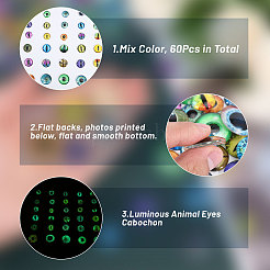 60 шт. 30 стиля светящихся стеклянных глаз-кабошонов GLAA-CA0001-56