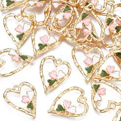 合金エナメルチャーム  カドミウムフリー＆鉛フリー  花とハート  ライトゴールド  カラフル  19.5x15.5x3.5mm  穴：1.5mm&nbsp;ENAM-S126-010-RS