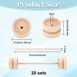 Roues de véhicule en bois de schima non finies et ensembles de bâtons en bois de bouleau&nbsp;DIY-WH0308-326A