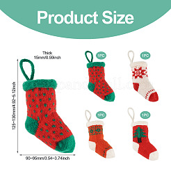 4 stücke 4 arten weihnachten polyester socken anhänger dekorationen&nbsp;AJEW-TA0003-29B