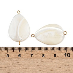 Breloques connecteurs en forme de larme de coquillage naturel&nbsp;X1-STAS-D378-28G