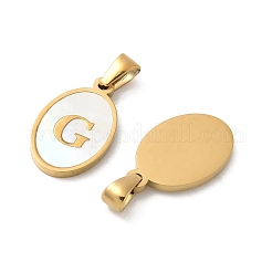 Coquillage naturel ovale avec pendentifs initiaux&nbsp;STAS-I351-23G-G